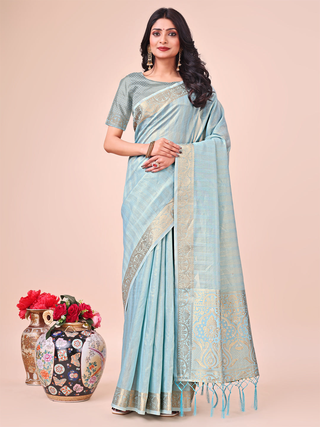 Astita Light Blue Organza Saree – Ethereal Sophistication in Every Fold