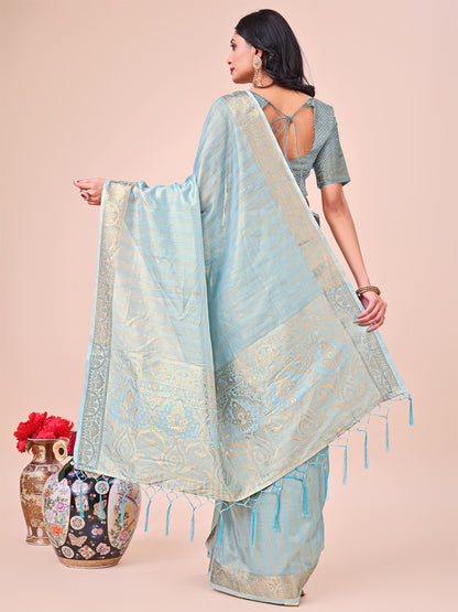 Astita Light Blue Organza Saree – Ethereal Sophistication in Every Fold