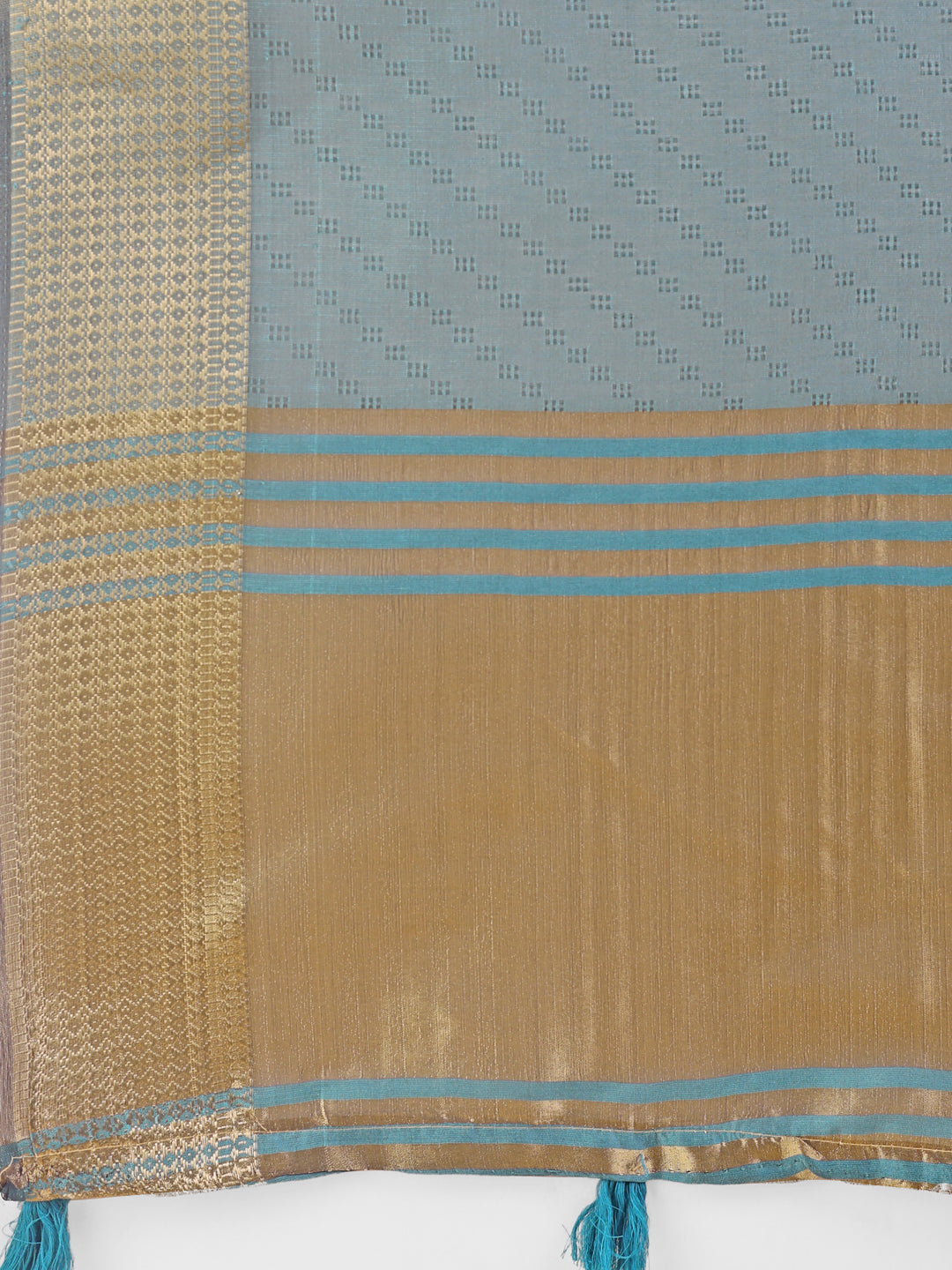 Astita Graceful Sea Green Organza Saree with Rich Golden Zari Border | Elegant Party Wear Saree with Blouse Piece