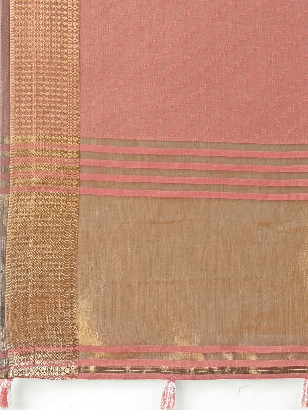 Astita Graceful Peach Organza Saree with Rich Golden Zari Border | Elegant Party Wear Saree with Blouse Piece