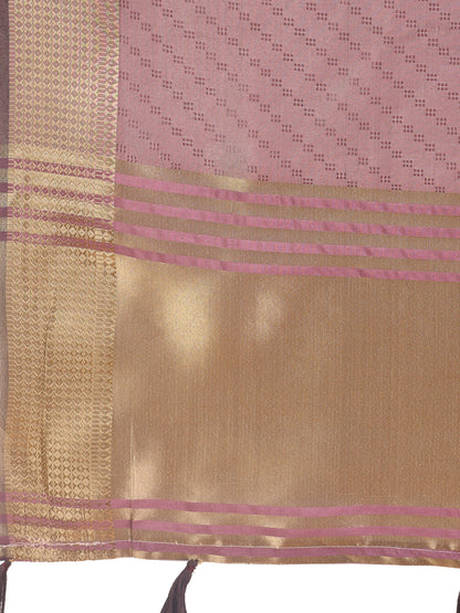 Astita Graceful Magenta Organza Saree with Rich Golden Zari Border | Elegant Party Wear Saree with Blouse Piece