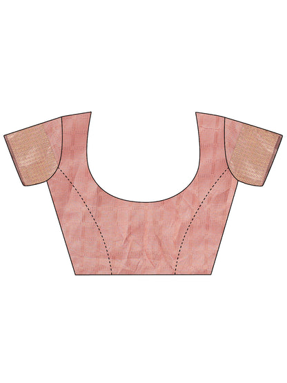 Astita Peach Organza Saree with Golden Zari Border | Elegant Soft Lightweight Party Wear Saree with Blouse