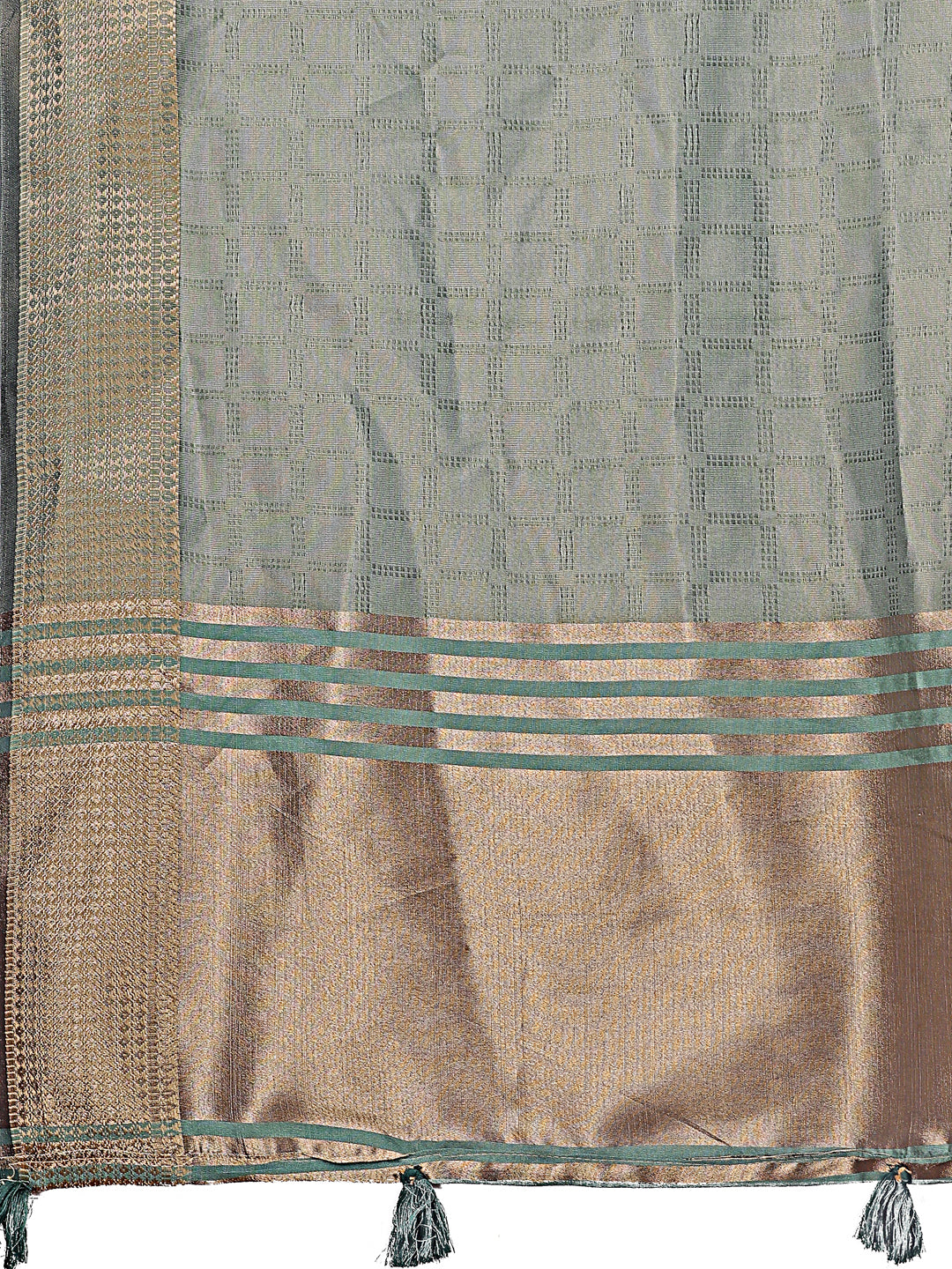 Astita Light Green Organza Saree with Golden Zari Border | Elegant Soft Lightweight Party Wear Saree with Blouse