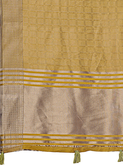 Astita Mustrad Organza Saree with Golden Zari Border | Elegant Soft Lightweight Party Wear Saree with Blouse
