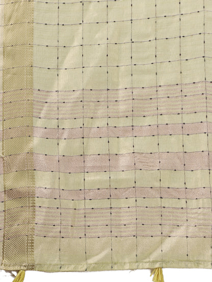 Astita  Cream Gold Organza Saree with Subtle Zari Weave | Lightweight Festive Saree for Women | Elegant Traditional Look | Golden Border & Pallu | Perfect for Weddings, Puja & Gifting