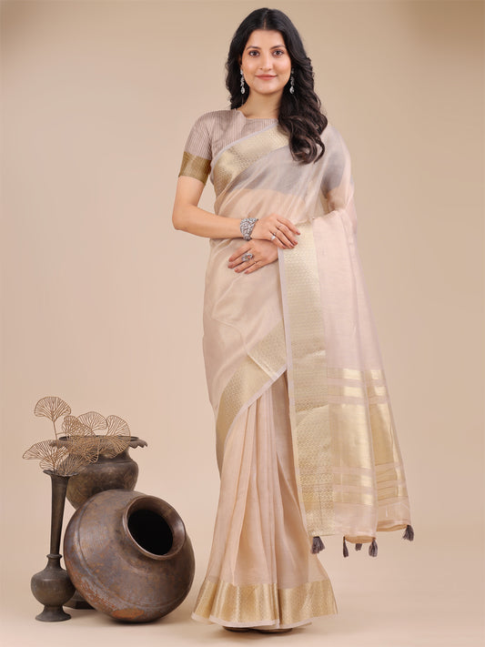 Astita Elegant Light Pink Organza Saree – Sheer Sophistication for Timeless Beauty