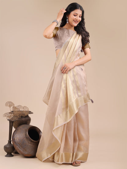 Astita Elegant Light Pink Organza Saree – Sheer Sophistication for Timeless Beauty