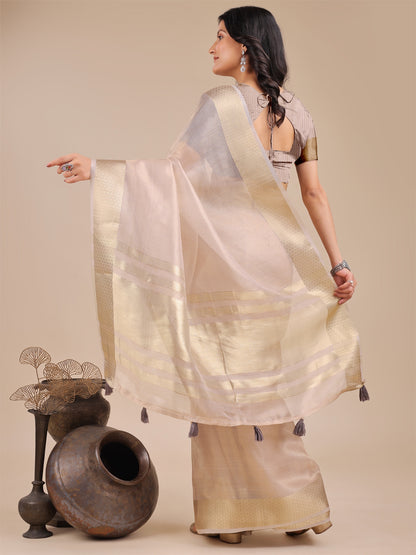 Astita Elegant Light Pink Organza Saree – Sheer Sophistication for Timeless Beauty