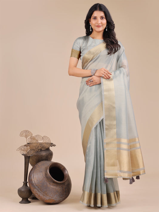 Astita Elegant Sky Blue Organza Saree – Sheer Sophistication for Timeless Beauty