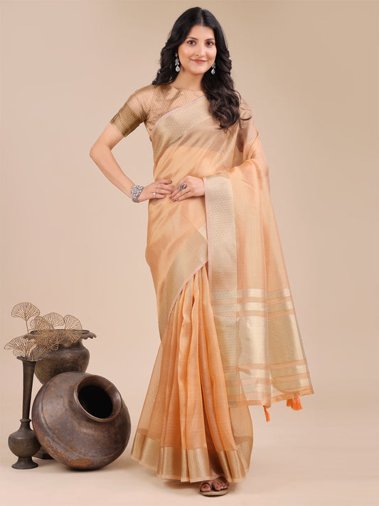 Astita Elegant Orange Organza Saree – Sheer Sophistication for Timeless Beauty