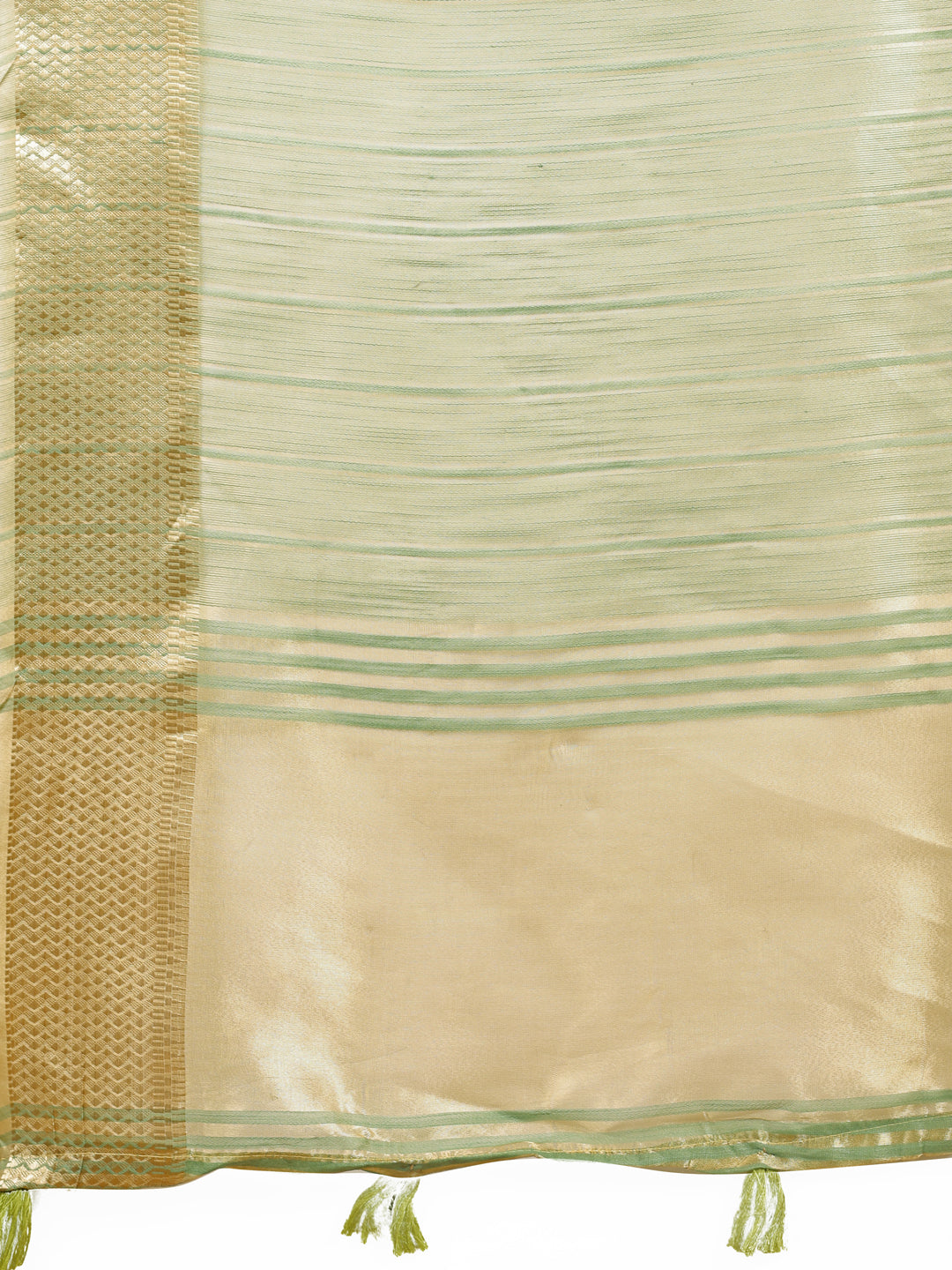 Astita Elegant Gold Mint Green Organza Saree with Zari Border | Party Wear Lightweight Saree with Blouse for Women