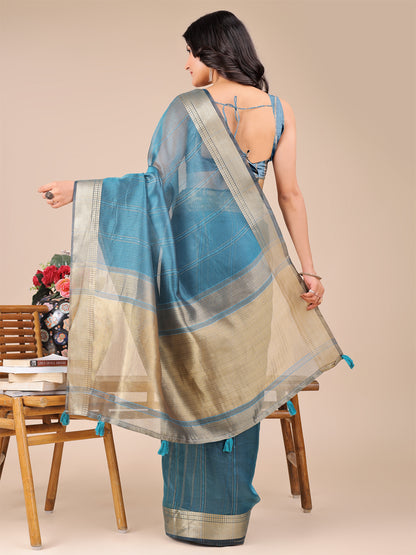 Wine Purple Organza Saree with Golden Border – Bold Elegance in Every Drape