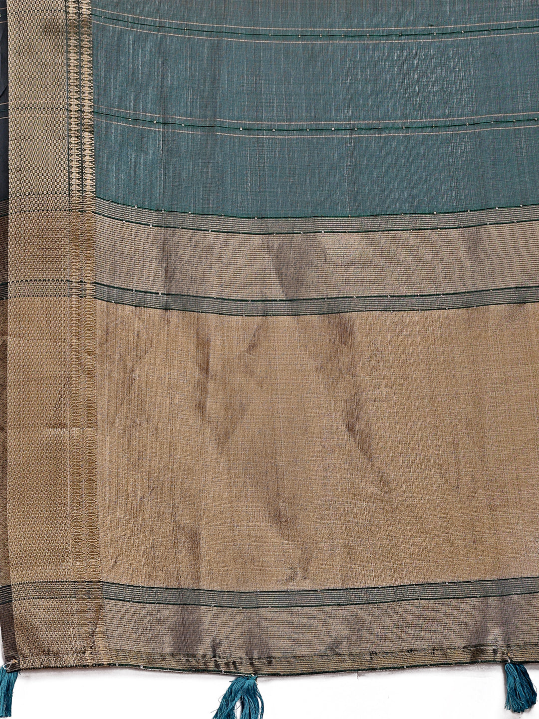 Dark Green Organza Saree with Golden Border – Bold Elegance in Every Drape