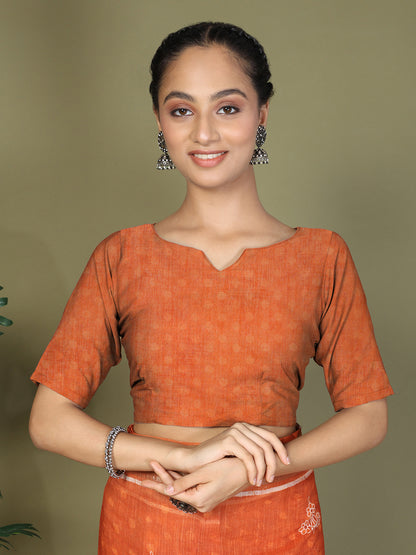 Astita Orange Printed Cotton Comfortable Daily & Office Wear Saree for Women