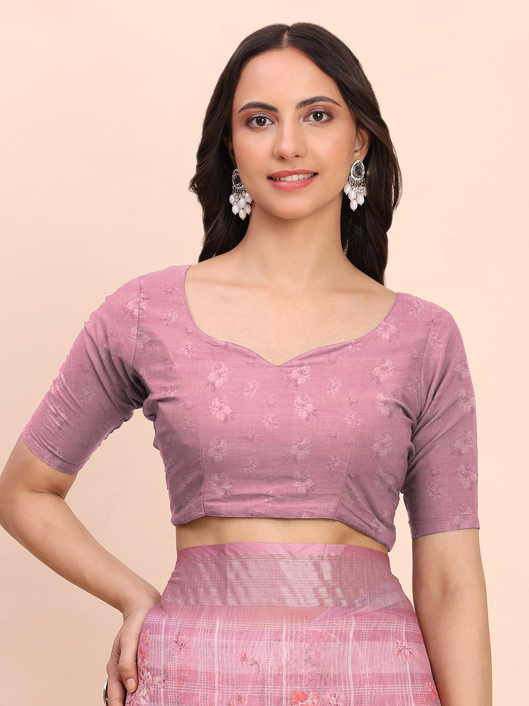 Astita Pink Cotton Cotton Saree with Tribal Floral Print | Bold Ethnic Design | Lightweight Casual & Festive Saree for Women