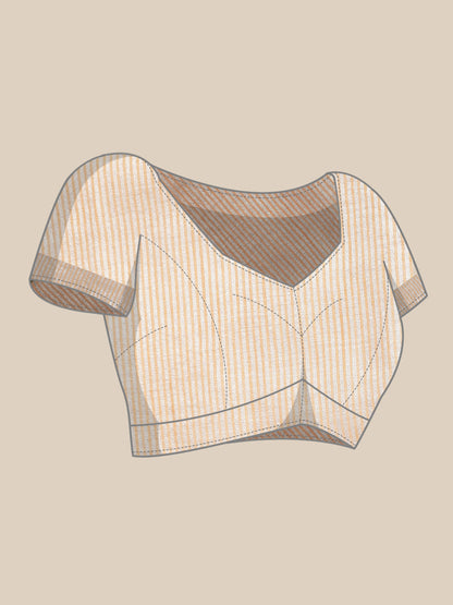 Elegant Tan Woven Linen Saree with Contrast Zari Border & Tassels – Soft & Breathable Party Wear