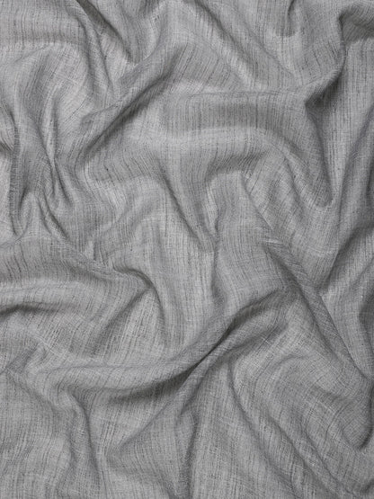 Woven Linen Blend Saree with Silver Zari Border & Tassels
