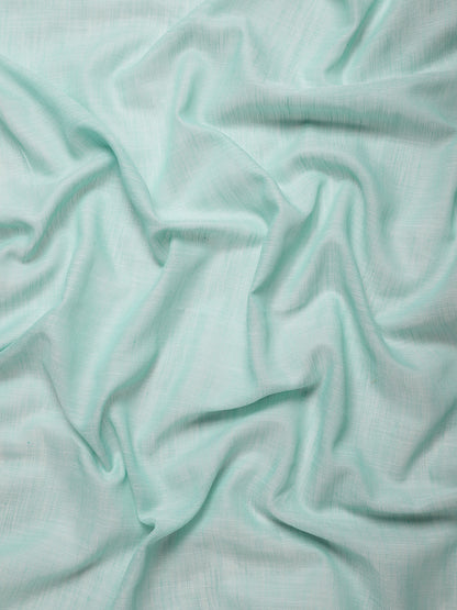 Astita Elegant Turquoise Woven Linen Saree with Contrast Zari Border & Tassels – Soft & Breathable Party Wear