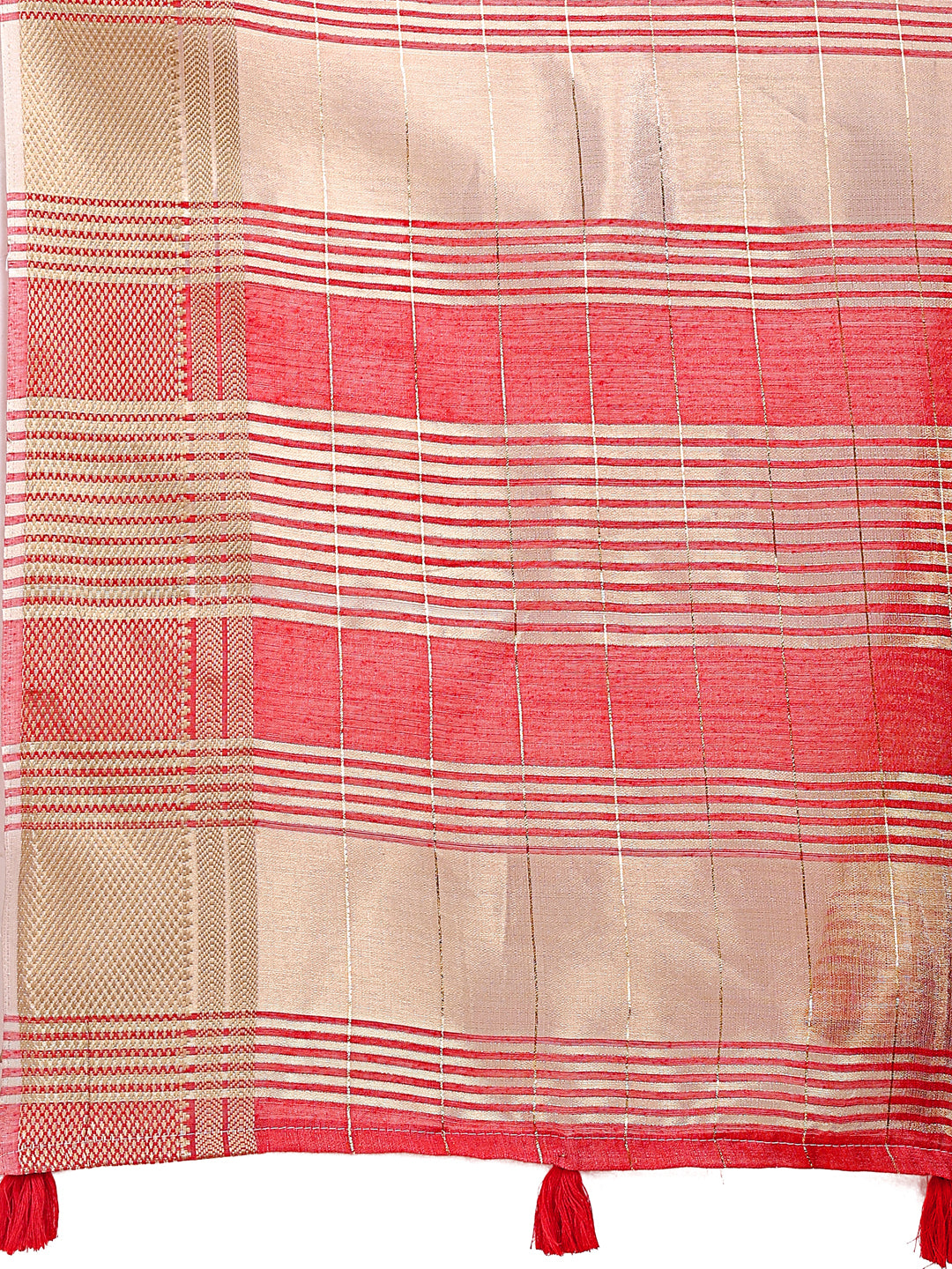 Peach Pink Organza Saree with Golden Checked Pattern – Radiate Soft Elegance