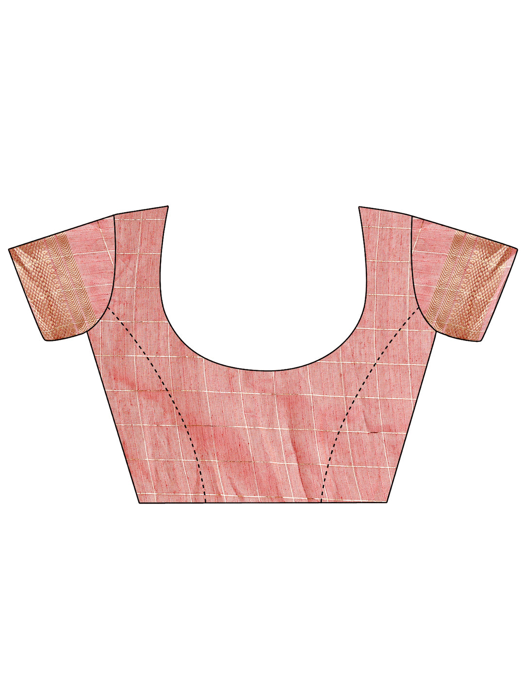 Peach Pink Organza Saree with Golden Checked Pattern – Radiate Soft Elegance