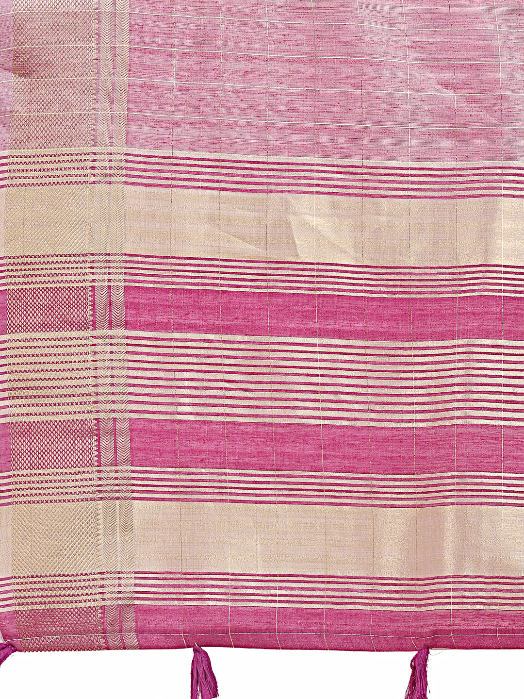Purple Organza Saree with Golden Checked Pattern – Radiate Soft Elegance