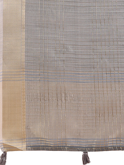 Astita Grey Organza Saree with Gold Checked Design – Elegant & Classy Traditional Wear for Formal & Festive Occasions