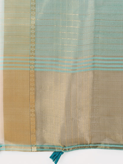 Astita Light Blue Organza Saree with Gold Checked Design – Elegant & Classy Traditional Wear for Formal & Festive Occasions