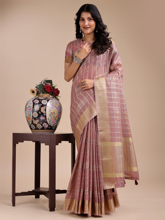 Astita Purple Organza Saree with Gold Zari – Subtle Grace for Timeless Style
