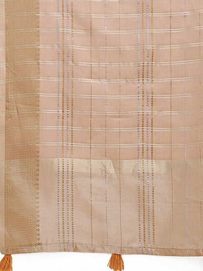 Astita Cream Organza Saree with Gold Zari – Subtle Grace for Timeless Style