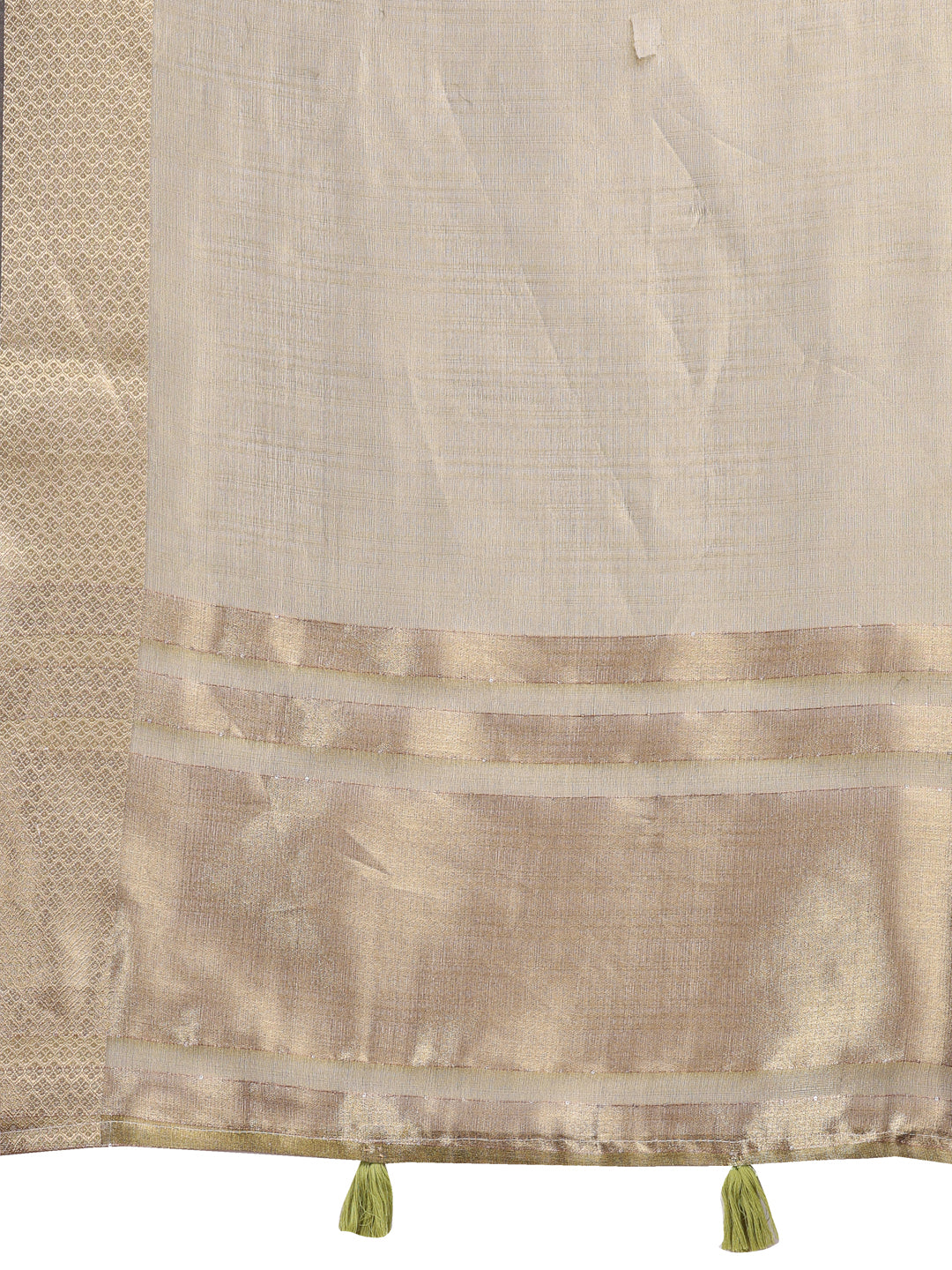 Mhendi Green Organza Saree with Golden Zari Border – Mystique Meets Elegance
