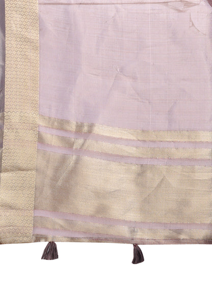 Purple Organza Saree with Golden Zari Border – Mystique Meets Elegance