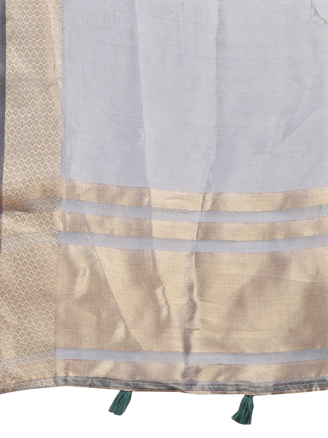 Silver Organza Saree with Golden Zari Border – Mystique Meets Elegance