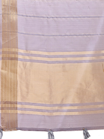 Astita Dusty Lavender Organza Saree with Golden Border – Ethereal Elegance for Every Occasion