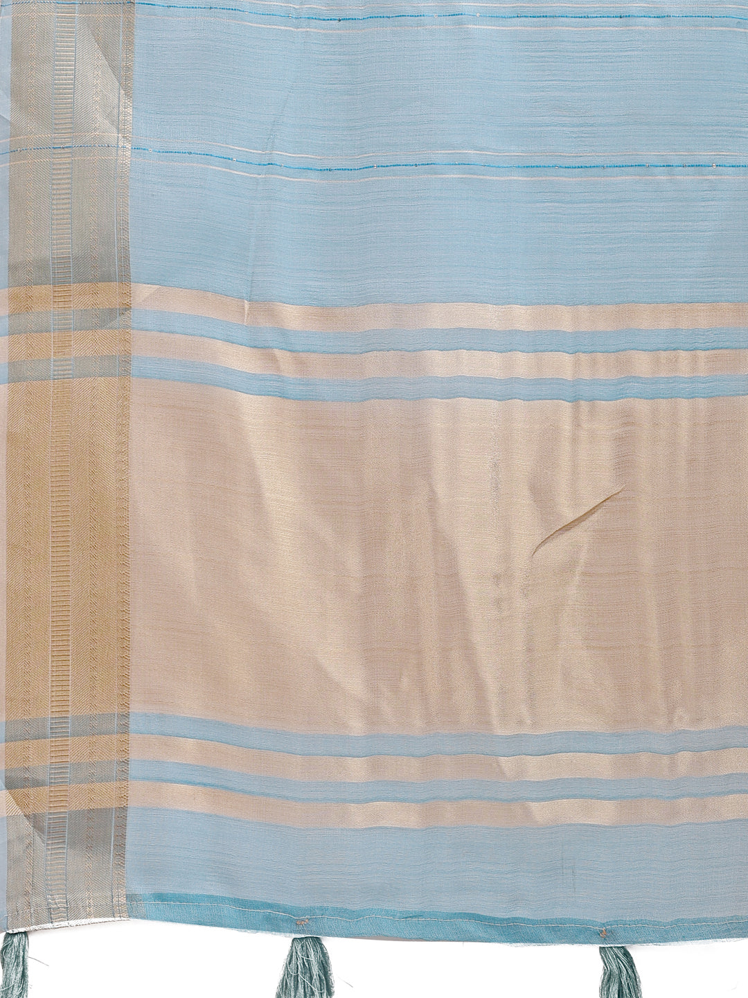 Astita Sky Blue Organza Saree with Golden Border – Ethereal Elegance for Every Occasion
