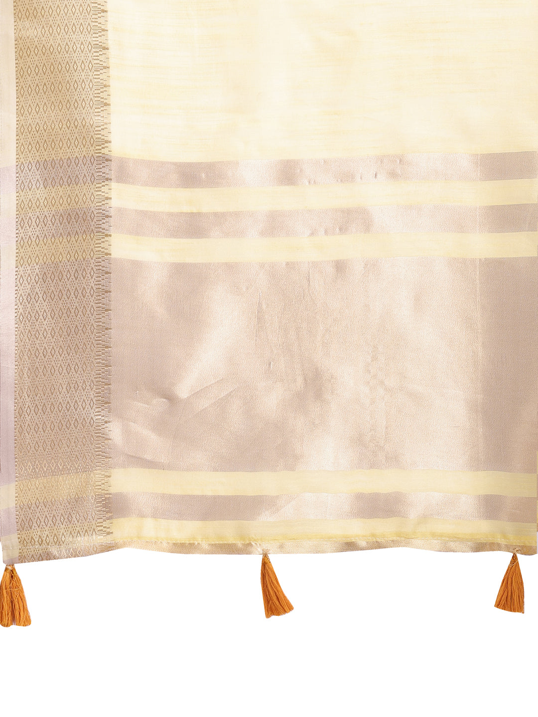 Astita Elegant Yellow Woven Linen Saree with Contrast Zari Border & Tassels – Soft & Breathable Party Wear