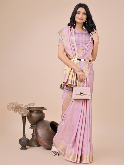 Astita Elegant Light Pink Organza Saree with Zari Border & Tassel Pallu – Lightweight Ethnic Wear for Festive & Wedding Occasions