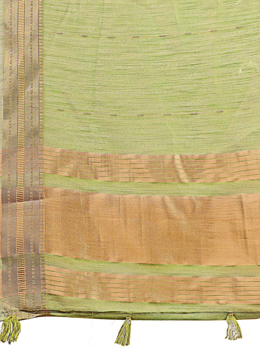 Astita Elegant Light Green Organza Saree with Golden Zari Border – Festive & Office Wear Saree with Blouse Piece