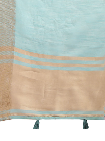 Astita Sea Green Gold Cotton Ready-to-Wear Saree – Simplicity Meets Effortless Grace