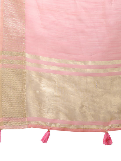 Astita Pink Gold Cotton Ready-to-Wear Saree – Simplicity Meets Effortless Grace