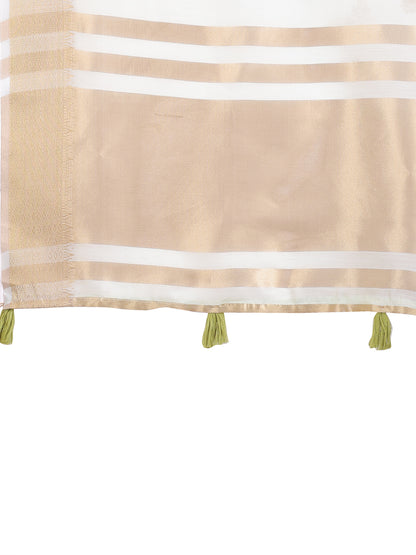 Astita Light Green Gold Cotton Ready-to-Wear Saree – Simplicity Meets Effortless Grace